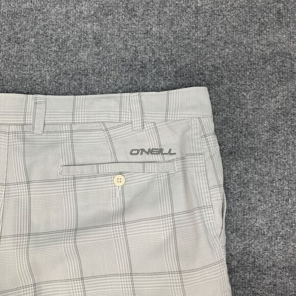 O'Neill Shorts Mens 38 White Plaid Walking Bermuda Flat Front High Rise Golf - Picture 10 of 13